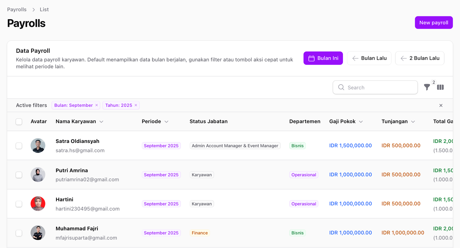 Payroll Dashboard